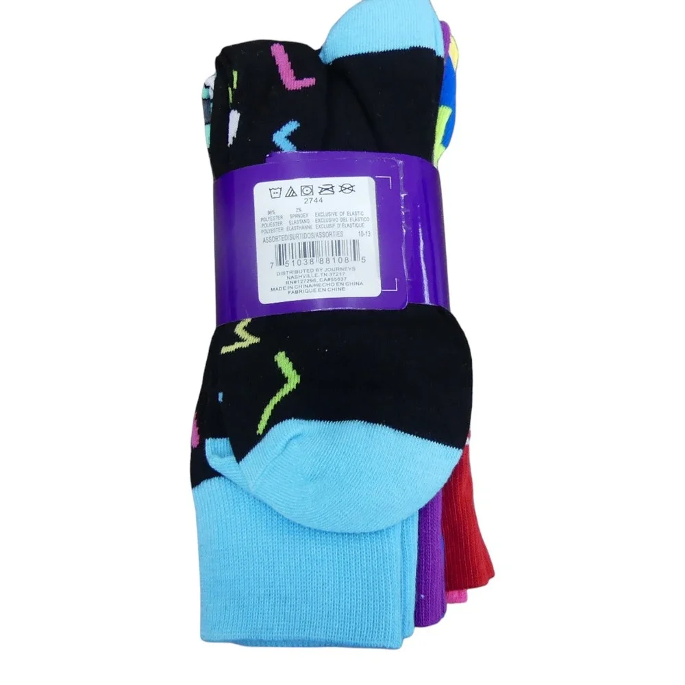 Journeys Crew Socks Mens 10-13 Multi New 90s Retro Geometric Pattern Pack